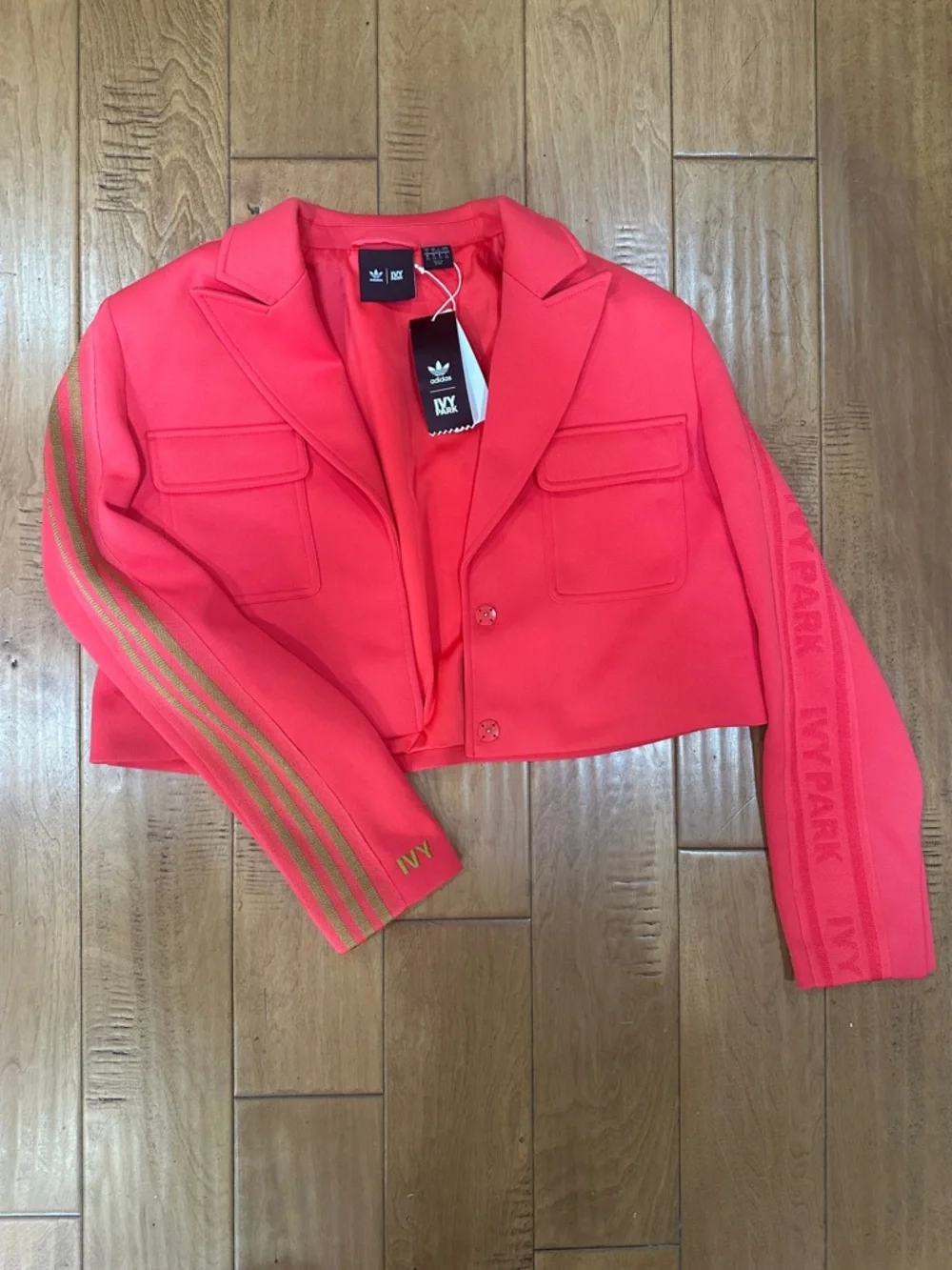 adidas Ivy Park Cropped Red Blazer Jacket - Picture 1 of 3